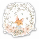 Schattige  Fox Botanische Bloemen Baby Boy Sticker (Voorkant)