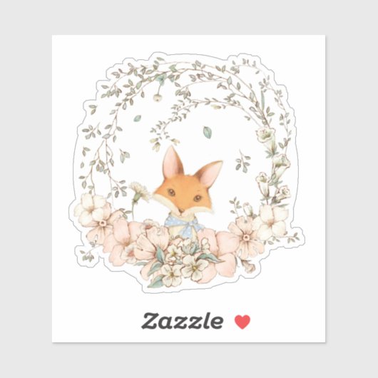 Schattige  Fox Botanische Bloemen Baby Boy Sticker (Vel)