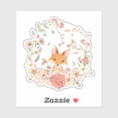 Schattige  Fox Botanische Bloemen Baby meisje Sticker (Vel)