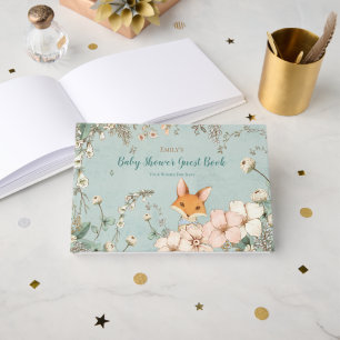 Schattige Fox Botanische Wensen voor Baby shower Gastenboek