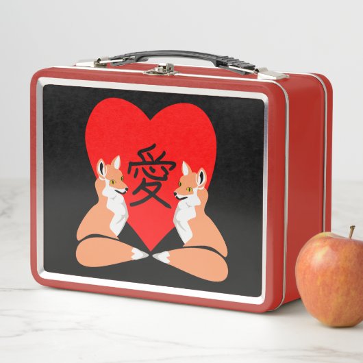 Schattige fox Cartoon Love Heart (In situ)