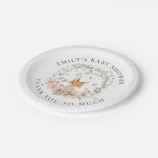 Schattige Fox Dank je Jongen Baby shower Papieren Bordje (Gekanteld)