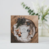 Schattige Fox en Lavander zwangerschapsaankondigin Feestdagenkaart (Staand voorkant)