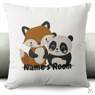 Schattige Fox en Panda Vrienden Kinder Sierkussen