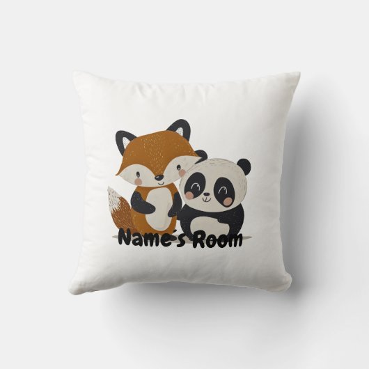 Schattige Fox en Panda Vrienden Kinder Sierkussen (Achterkant)