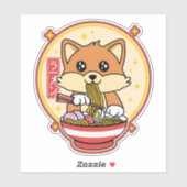 Schattige Fox Eten Ramen Kawaii Japans Eten Gift Sticker (Vel)