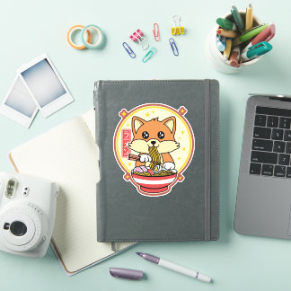 Schattige Fox Eten Ramen Kawaii Japans Eten Gift Sticker
