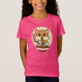 Schattige Fox Eten Ramen Kawaii Japans Eten Gift T-shirt