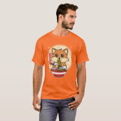 Schattige Fox Eten Ramen Kawaii Japans Eten Gift T-shirt (Voorkant volledig)