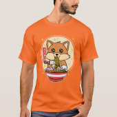 Schattige Fox Eten Ramen Kawaii Japans Eten Gift T-shirt (Voorkant)