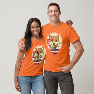 Schattige Fox Eten Ramen Kawaii Japans Eten Gift T-shirt