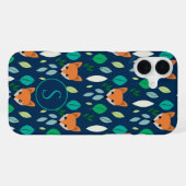 Schattige Fox Face Forest Leaf Pattern Monogram iPhone Hoesje (Achterkant horizontaal)