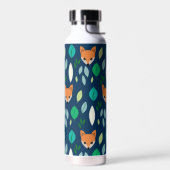 Schattige Fox Face Forest Leaf Pattern Monogram Waterfles (Links)