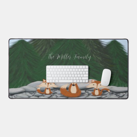 Schattige fox-familie bureaumat (Keyboard & Muis)