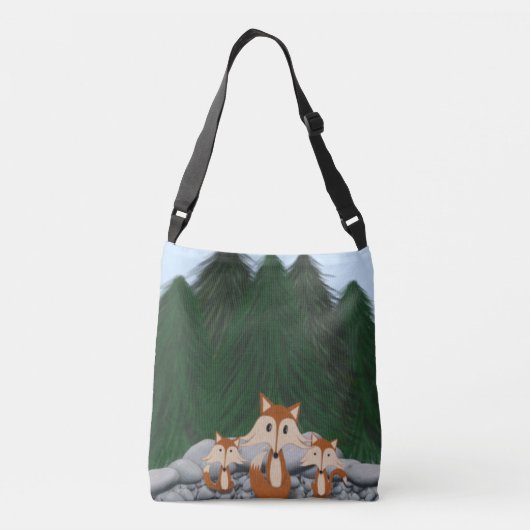 Schattige fox-familie crossbody tas (Achterkant)