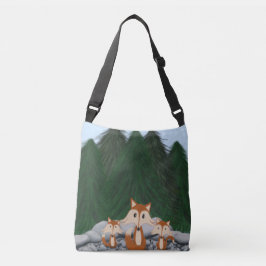 Schattige fox-familie crossbody tas