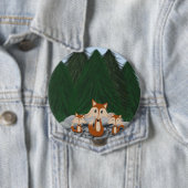 Schattige fox-familie ronde button 4,0 cm (In situ)