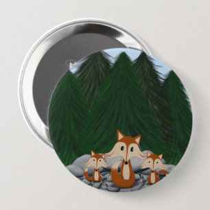 Schattige fox-familie ronde button 4,0 cm