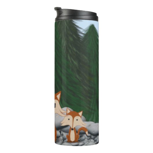 Schattige fox-familie thermosbeker (Geroteerd rechts)