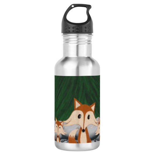 Schattige fox-familie waterfles  (Voorkant)