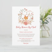  Schattige Fox Floral Baby shower per Mail Kaart (Staand voorkant)