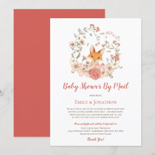 Schattige Fox Floral Baby shower per Mail Kaart