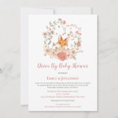  Schattige Fox Floral Drive Door Baby shower Kaart (Voorkant)