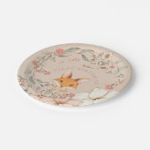  Schattige Fox Florals Meisje Eerste Verjaardagsfe Papieren Bordje (Gekanteld)