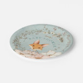  Schattige Fox Flowers Boy Groen Baby shower Papieren Bordje (Gekanteld)