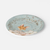  Schattige Fox Flowers Jongen Eerste Verjaardagsfe Papieren Bordje (Gekanteld)