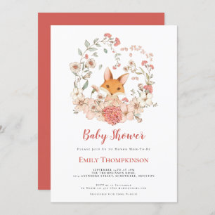 Schattige Fox Foliage Coral Baby shower Kaart