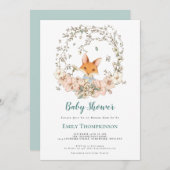  Schattige Fox Foliage Eiereend Blauw Baby shower Kaart (Voorkant / Achterkant)