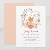  Schattige Fox Foliage Peach Baby shower Kaart (Voorkant / Achterkant)