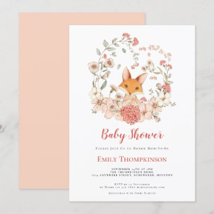 Schattige Fox Foliage Peach Baby shower Kaart