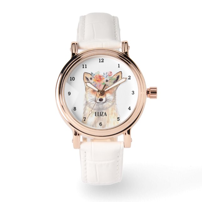 Schattige Fox Girly Wildlife Dieren Dames Waterver Horloge (Voorkant)