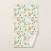 Schattige Fox Green bladeren Solid Green handdoek (Handdoek)