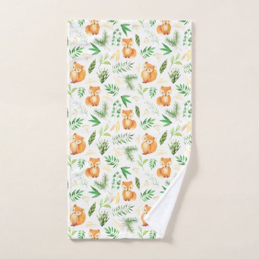 Schattige Fox Green bladeren Solid Green handdoek (Handdoek)