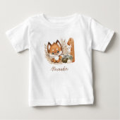 Schattige Fox Herfst 1e Verjaardag baby T-shirt (Voorkant)