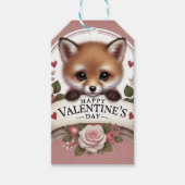 Schattige Fox Illustratie met Rozen Cadeaulabel (Voorkant)