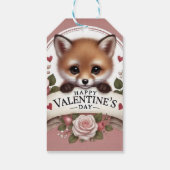 Schattige Fox Illustratie met Rozen Cadeaulabel (Achterkant)