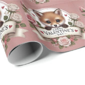 Schattige Fox Illustratie met Rozen Cadeaupapier (Rol Hoek)