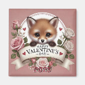 Schattige Fox Illustratie met Rozen Magneet (Voorkant)