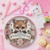 Schattige Fox Illustratie met Rozen Papieren Bordje (Feest)