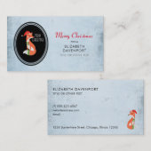 Schattige Fox in Kerst Pet op Blauwe Achtergrond Visitekaartje (Voorkant / Achterkant)