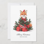 Schattige Fox in Rode Santa Hat Kerst Gepersonalis Feestdagenkaart (Voorkant)