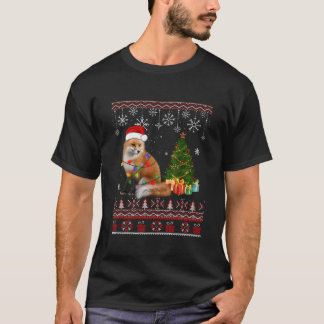 Schattige Fox Kerstboom Decoratie Santa Hat Xmas T-shirt