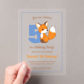 Schattige Fox Kinder 5e Verjaardag Acryl Uitnodigingen (Insitu (Draagbaar))