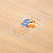 Schattige Fox Kinder 5e Verjaardag Acryl Uitnodigingen (Laagn)