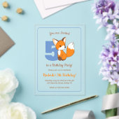 Schattige Fox Kinder 5e Verjaardag Acryl Uitnodigingen (Insitu (Huwelijk))