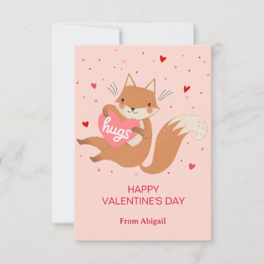 Schattige Fox Kinder Klaslokaal Valentijn Note Kaa Kaart (Voorkant)